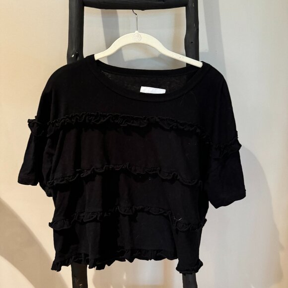 Black Current Elliot Ruffled Short Sleeve T-Shirt - Picture 1 of 4